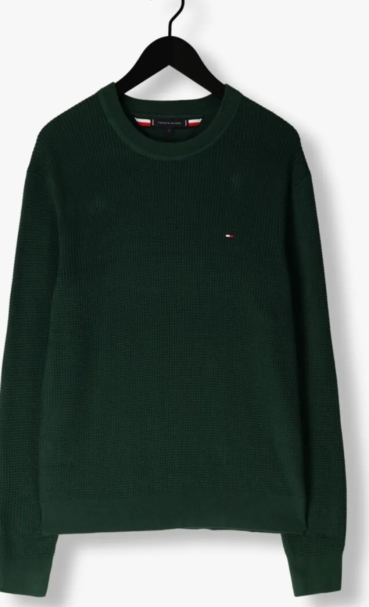 donkergroene tommy hilfiger trui structure crew nk