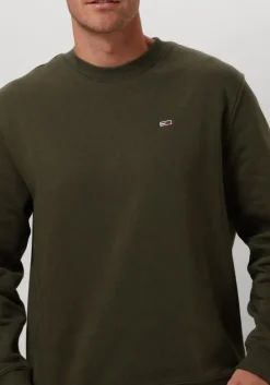 donkergroene tommy jeans trui tjm reg s flag crew
