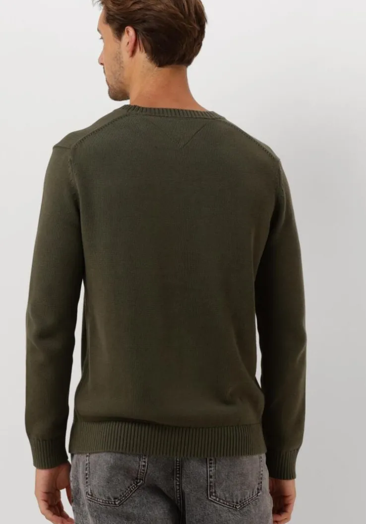 donkergroene tommy jeans sweater tjm slim essntls c-neck sweater