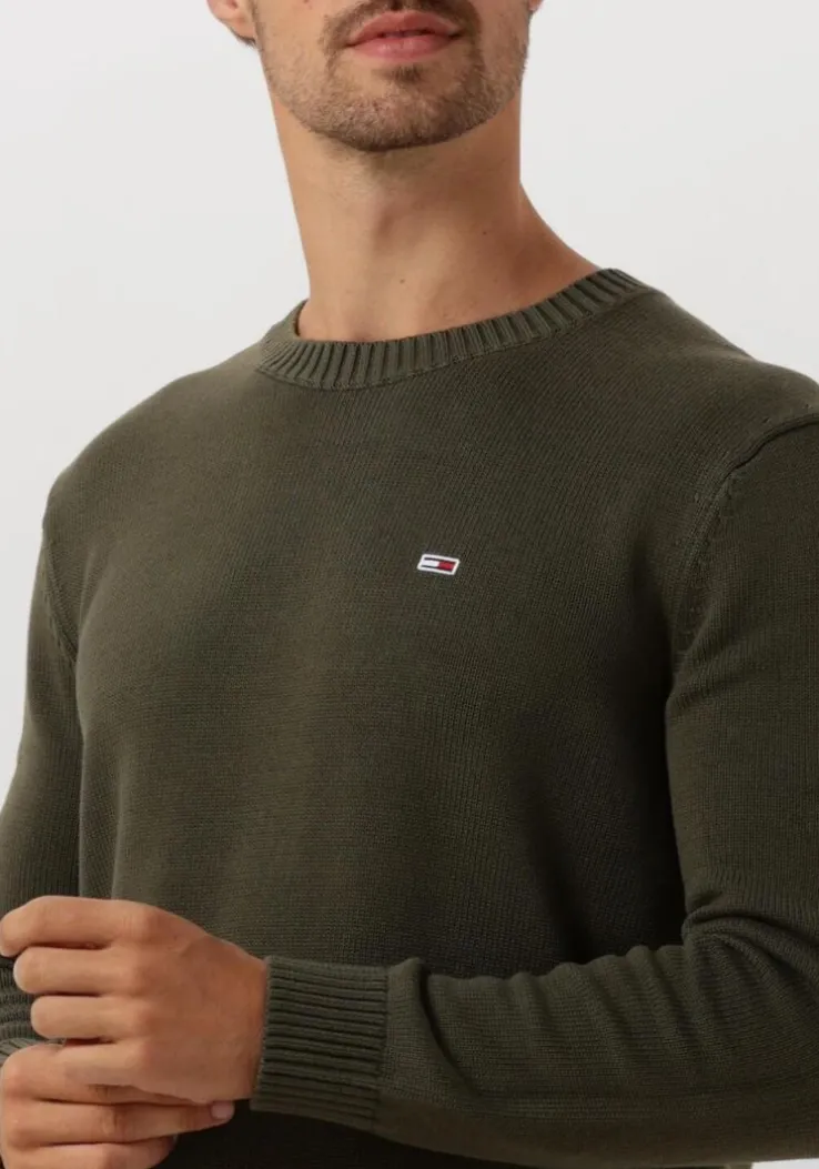 donkergroene tommy jeans sweater tjm slim essntls c-neck sweater