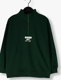 donkergroene vingino sweater basic-half zip