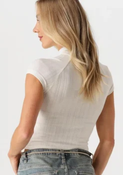 ecru calvin klein top warm texture rib mockneck top