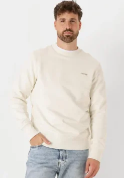 ecru calvin klein trui calvin klein label crew neck