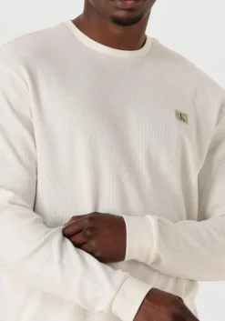 ecru calvin klein trui ls waffle badge crewnk tee