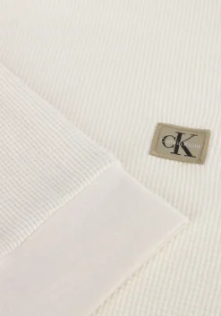 ecru calvin klein trui ls waffle badge crewnk tee
