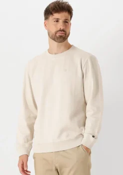 ecru cast iron trui long sleeve r-neck regular fit twill