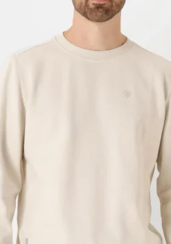 ecru cast iron trui long sleeve r-neck regular fit twill