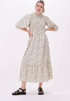 ecru co'couture midi jurk dot smock dress