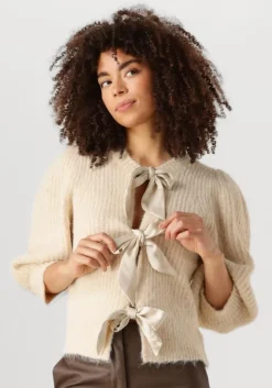 ecru co'couture trui coralie cc bow rib cardigan