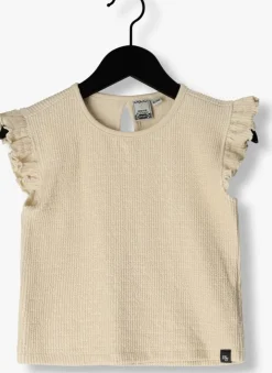 ecru indian blue jeans top ruffle sleeve cropped top