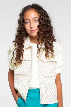 ecru moodstreet gilet girls jacquard jacket