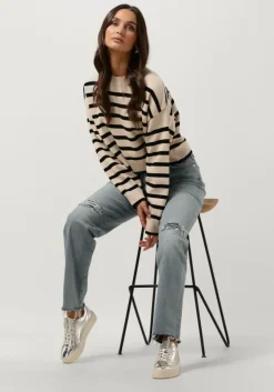 ecru neo noir trui rebekka stripe knit blouse