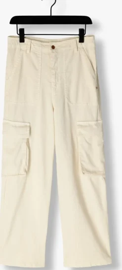 ecru nobell cargobroeken susy garment dyed stretch twill cargo pants