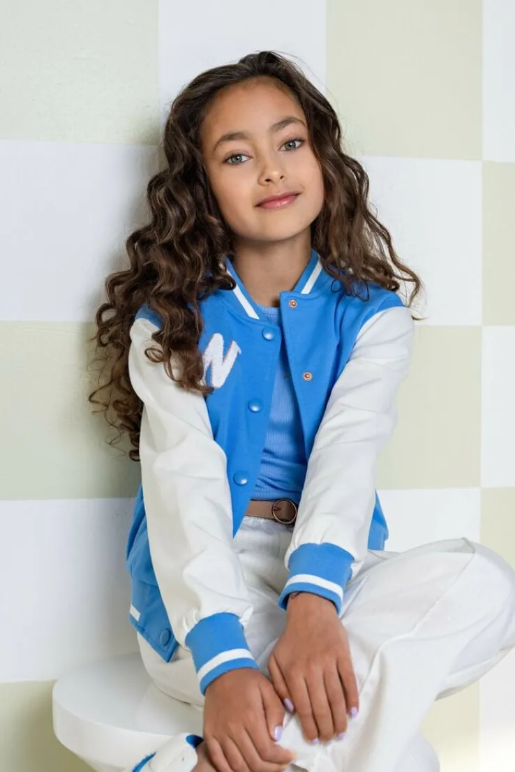 ecru nono jack darsy girls varsity sweat jacket white