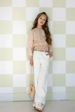 ecru nono pantalon sayla girls pants pinstripe white