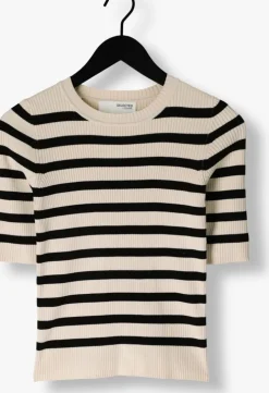 ecru selected femme top slfmali 2/4 knit o-neck