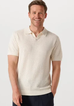 ecru selected homme polo shlino ss knit crochet open polo