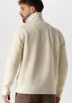 ecru selected homme trui slhland ls knit half zip