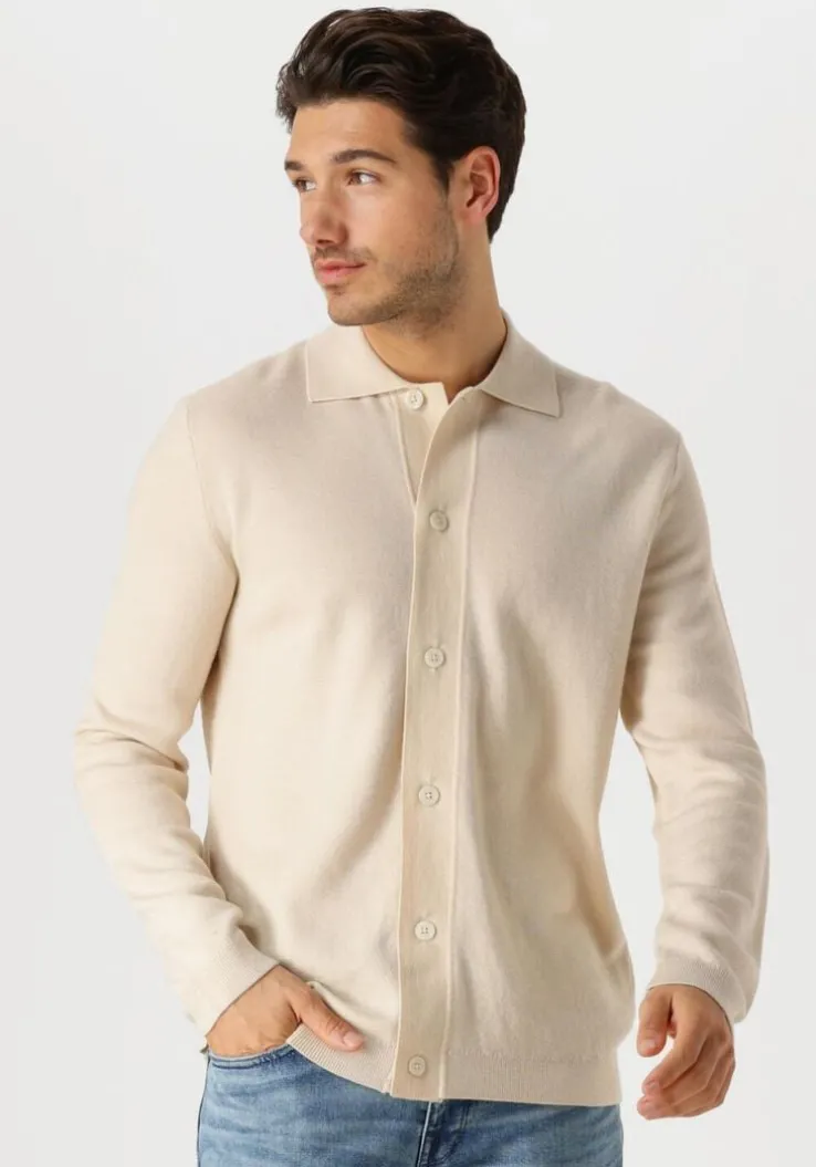 ecru selected homme truien/vesten lshtray ls knit merino butten cardigan