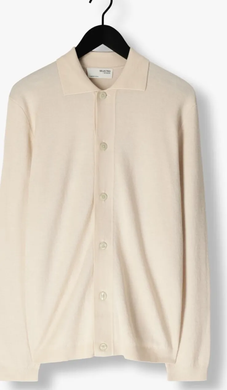 ecru selected homme truien/vesten lshtray ls knit merino butten cardigan