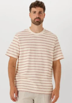 ecru selected homme t-shirt slhdjango stripe ss o-neck tee