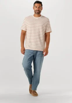 ecru selected homme t-shirt slhdjango stripe ss o-neck tee