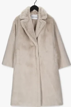 ecru stand studio faux fur jas maria coat soft