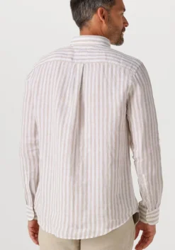 ecru tommy hilfiger casual overhemd linen essential stripe rf shirt