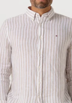 ecru tommy hilfiger casual overhemd linen essential stripe rf shirt