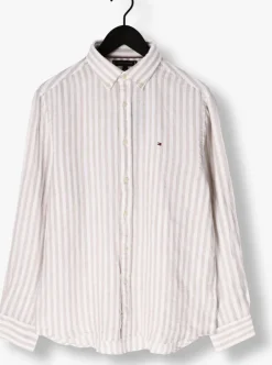 ecru tommy hilfiger casual overhemd linen essential stripe rf shirt