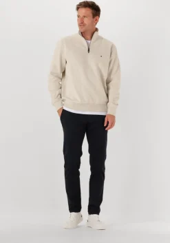 ecru tommy hilfiger trui essential fleece 1/4 zip