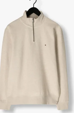 ecru tommy hilfiger trui essential fleece 1/4 zip