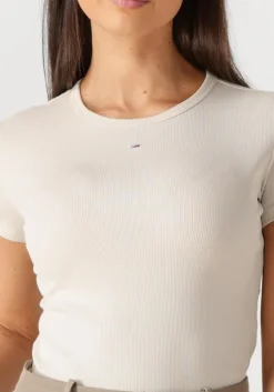 ecru tommy jeans t-shirt tjw slim essential rib ss ext