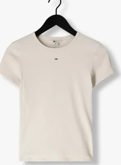 ecru tommy jeans t-shirt tjw slim essential rib ss ext