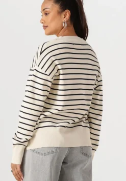 ecru withblack trui wblbarbara ls striped pullover