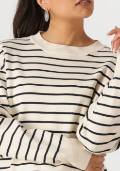ecru withblack trui wblbarbara ls striped pullover