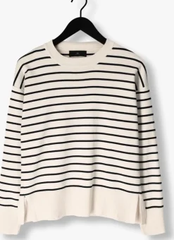 ecru withblack trui wblbarbara ls striped pullover