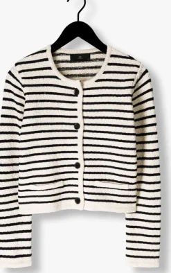 ecru withblack vest wblmerian boucle knit jacket