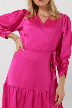 fuchsia co'couture midi jurk mira wrap dress