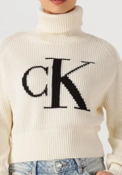 gebroken wit calvin klein coltrui blown up ck loose sweater contra