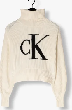 gebroken wit calvin klein coltrui blown up ck loose sweater contra