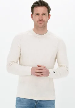 gebroken wit cast iron trui r-neck linen cotton slub blend