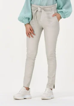 gebroken wit est'seven pantalon est'paper bag stretch leather