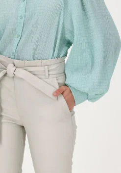 gebroken wit est'seven pantalon est'paper bag stretch leather