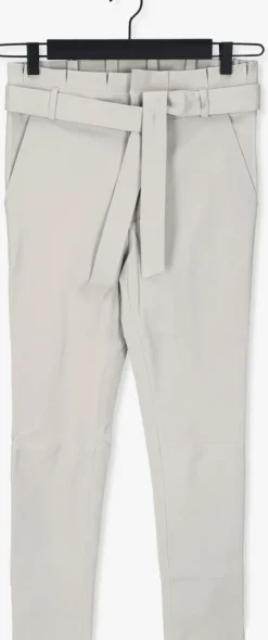 gebroken wit est'seven pantalon est'paper bag stretch leather