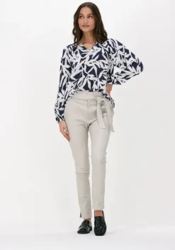 gebroken wit est'seven pantalon est'paper bag stretch leather