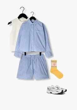 gebroken wit indian blue jeans top cropped singlet rib zip