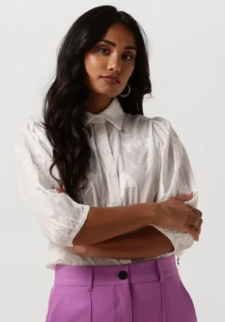 gebroken wit jansen amsterdam blouses wfe722 embroidered blouse 3/4 puffed sleeve
