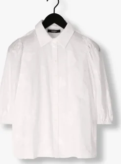 gebroken wit jansen amsterdam blouses wfe722 embroidered blouse 3/4 puffed sleeve