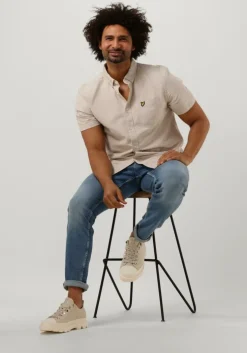 gebroken wit lyle & scott casual overhemd cotton slub short sleeve shirt